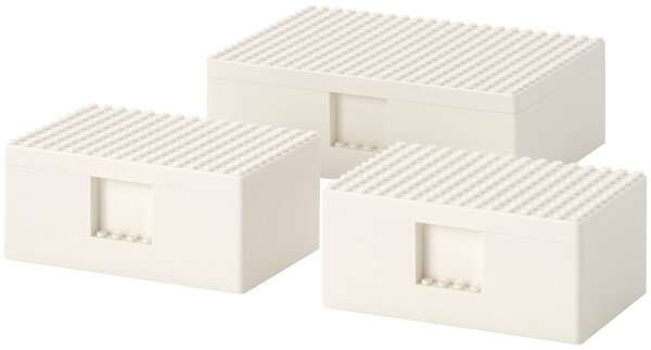 Набор для игры и хранения ИКЕА БЮГГЛЕК, белый, 3 шт. в стиле LEGO