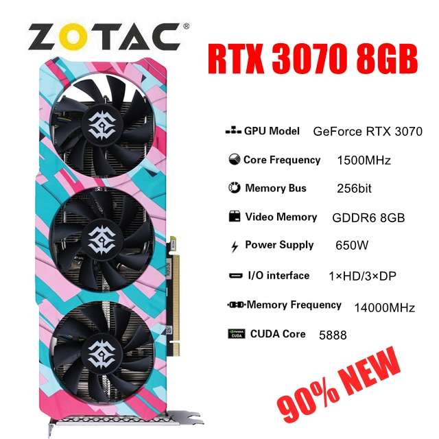 Видеокарта ZOTAC RTX 3070 8 Гб, б/у