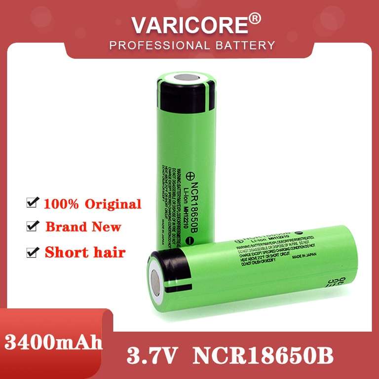 Литий-ионный аккумулятор NCR18650B (18650, 3,7 В, 3400 мАч) 2шт