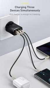 Зарядное устройство BASEUS Compact Quick Charger, два порта USB, один порт Type-C, 30W, 5V, 3.0A