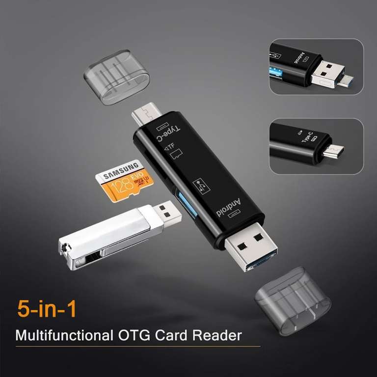 5в1 Кардридер Ashiboogoole USB type s USB micro tf, sd