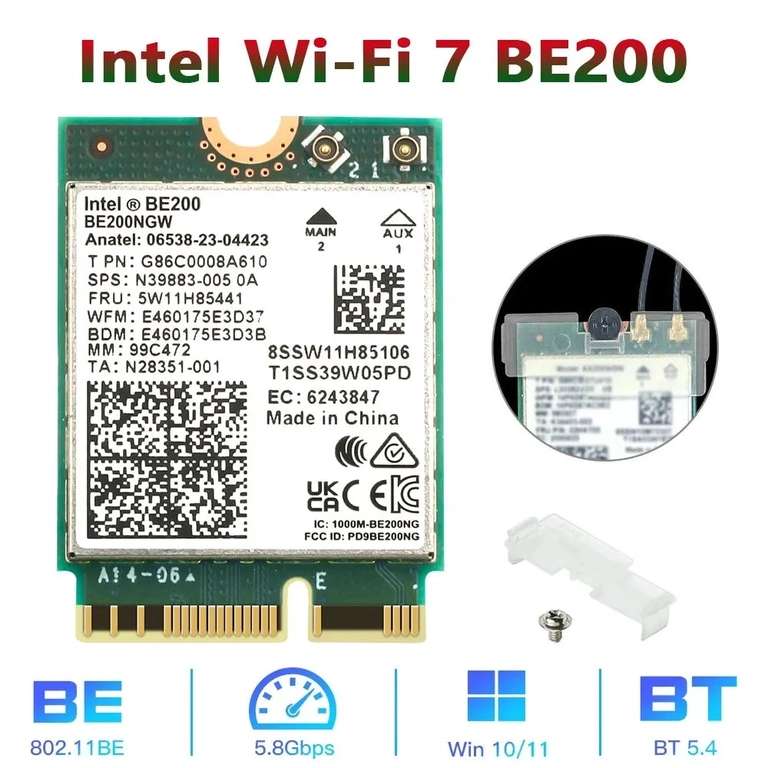 Wi-Fi адаптер Intel BE200NGW, Wi-Fi 7