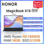 16" Ноутбук HONOR MagicBook X16 Pro 2024 (AMD Ryzen R5 7460HS, 16 ГБ, 512 ГБ)