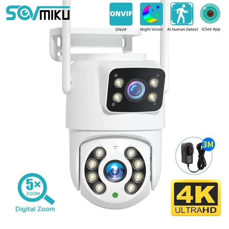 Уличная IP-камера SOVMIKU 4K 8(4+4)MP PTZ WIFI с двумя объективами