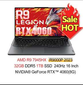 Ноутбук Lenovo Legion R9000P 2023, 16", 2560x1600, IPS, AMD R97945HX, 32 Гб / 1 Тб, RTX4060, windows 11