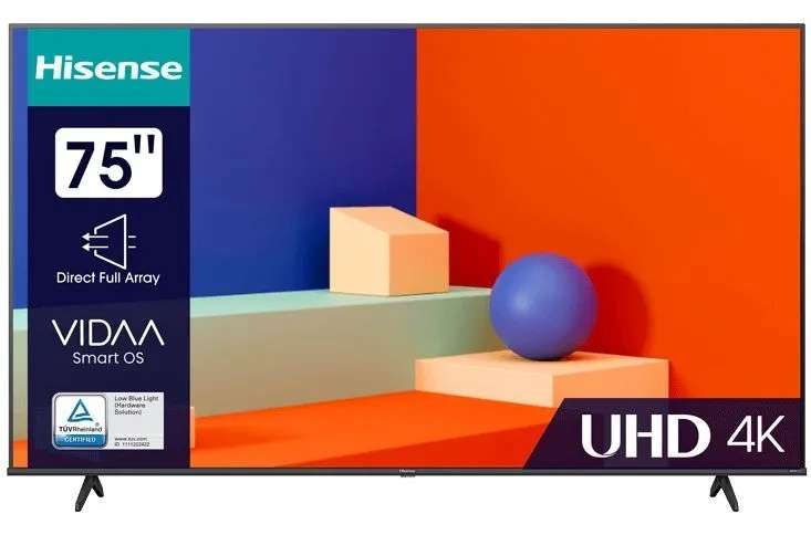 Телевизор 75" Hisense 75A6K (4K, Smart TV, 350 кд/м², MEMC) с картой Ozon