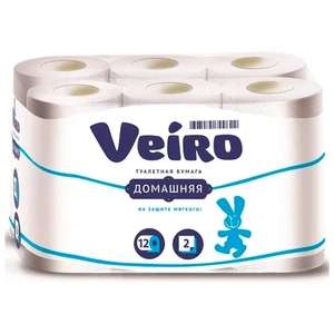 Туалетная бумага Veiro Домашняя белая двухслойная 12 рул.