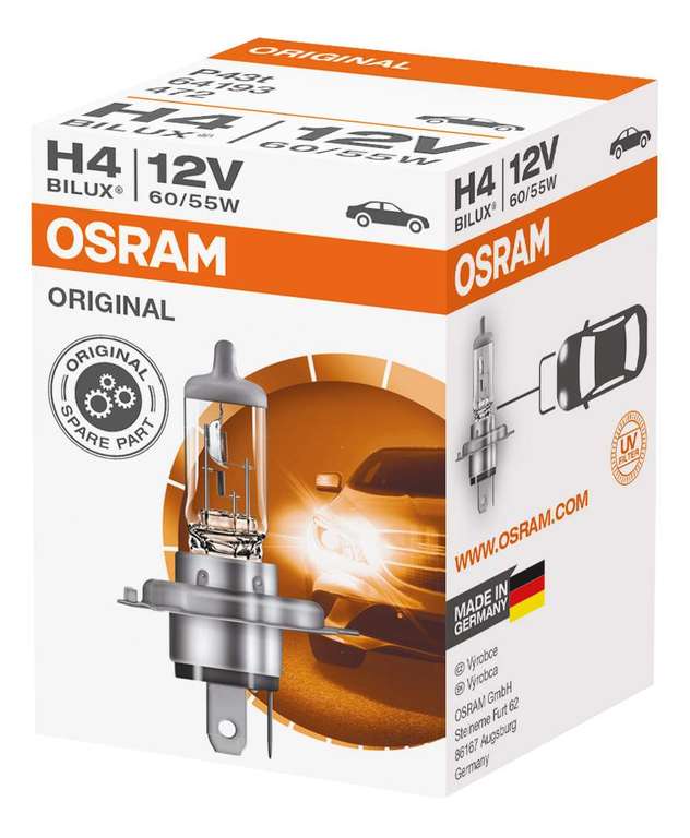 Галогенная лампа Osram H4 (60/55W 12V) Original Line 1шт 64193
