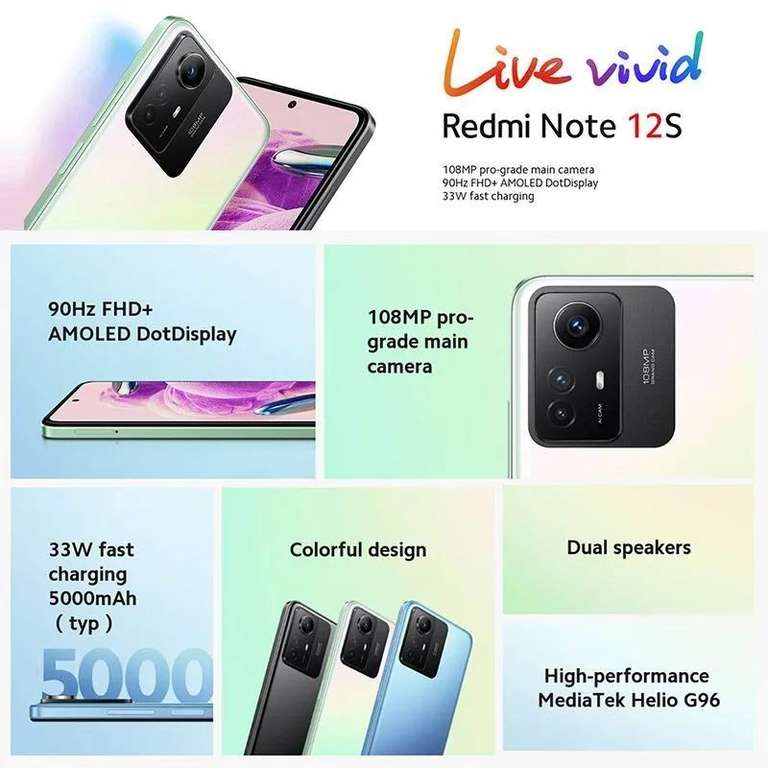 Смартфон Xiaomi Redmi Note 12S NFC Глобальная версия 8/256 ГБ (с Озон картой, из-за рубежа)