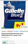 Одноразовый бритвенный станок Gillette Blue II 9+1, синий, 10 шт.