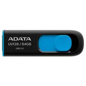 Флеш-диск ADATA UV128 Black/Blue 64GB (250₽ с баллами)