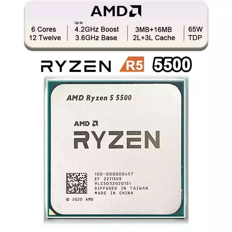 Процессор AMD Ryzen 5 5500, 6/12, AM4