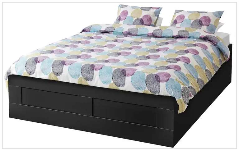 Кровать ИКЕА БРИМНЭС, размер (ДхШ): 206х146 см, с подъёмным механизмом, цвет: черный