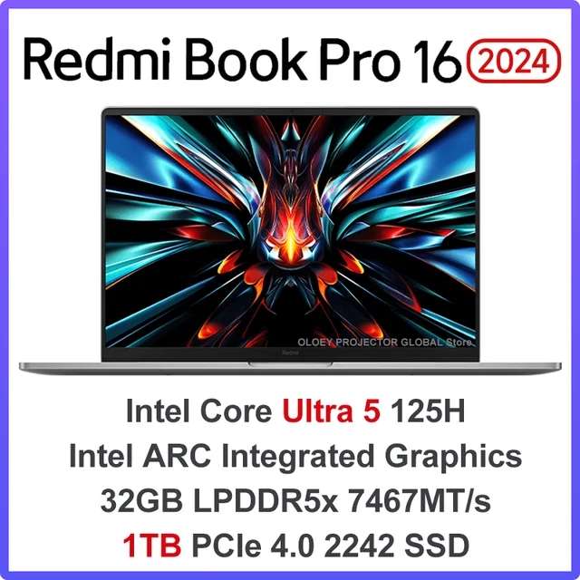 Ноутбук Xiaomi RedmiBook Pro 16 2024 (16", IPS, 2560x1600, Intel Ultra 5 125H, RAM 32 Гб, SSD 1 ТБ, Intel ARC Graphics)