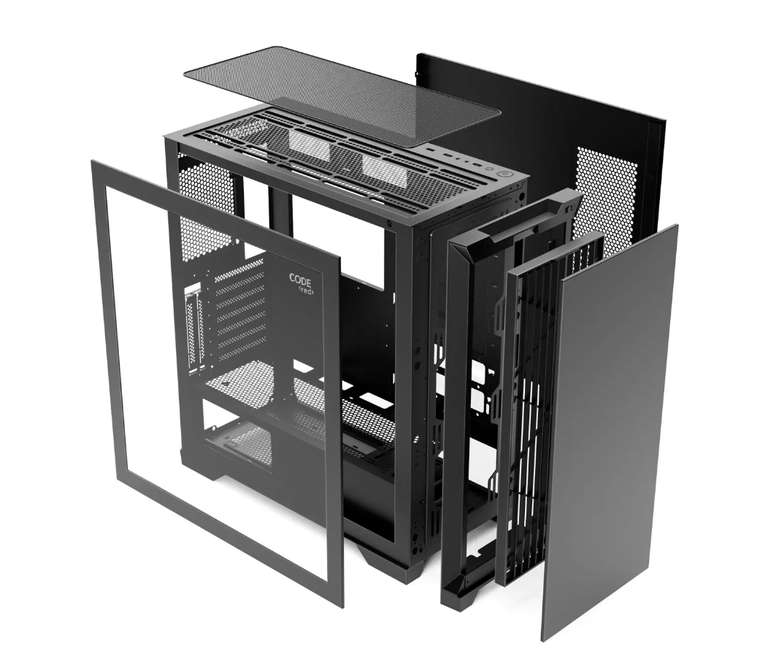 Корпус для компьютера Code GC-LX1, закаленное стекло, черный