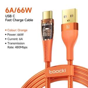 USB-кабель Toocki 6A, 66 Вт, 0.5м