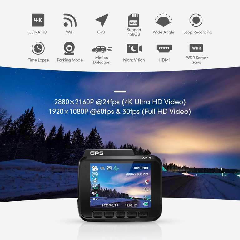 Видеорегистратор AZDOME GS63H Wi-Fi, GPS, 4K (псевдо)