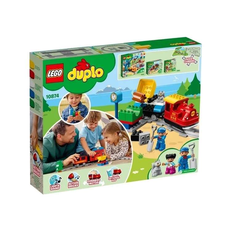 [11.11] Конструктор LEGO DUPLO Town 10874 Поезд на паровой тяге, 59 дет., световые и звуковые эффекты