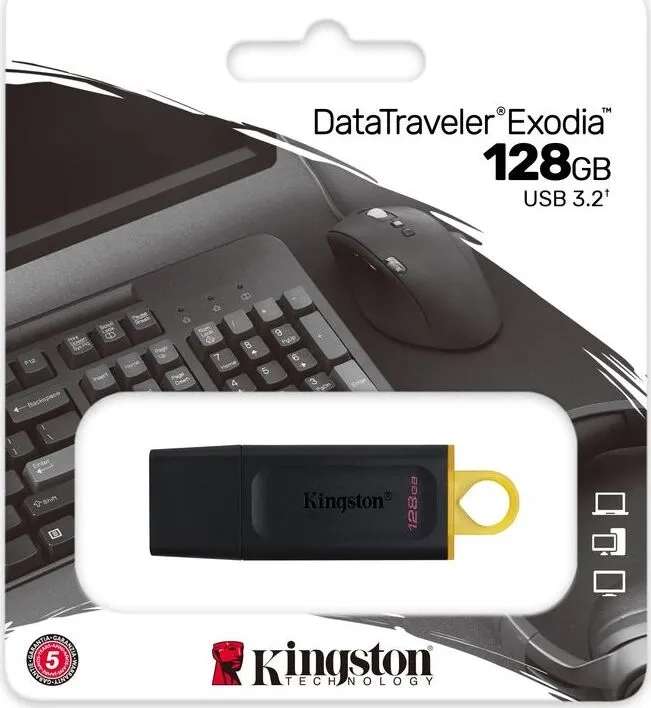 128 ГБ Флеш-накопитель Kingston DataTraveler Exodia, USB 3.2 (DTX/128GB), пластик, черный