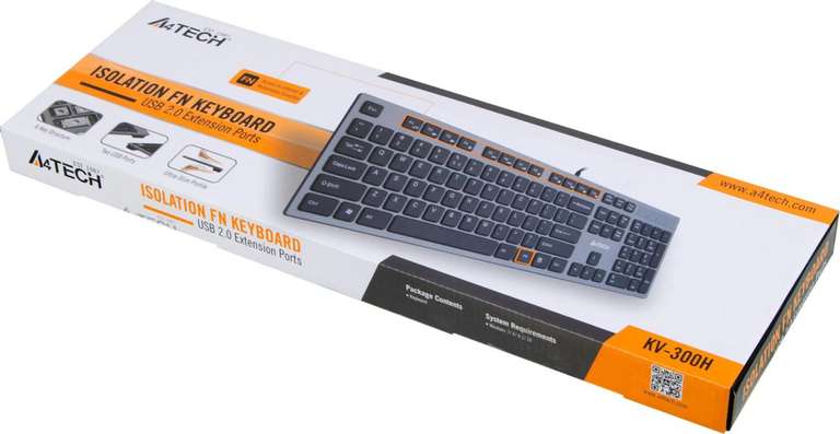 Клавиатура ножничная A4Tech KV-300H (104 клавиши, 1.5 м)