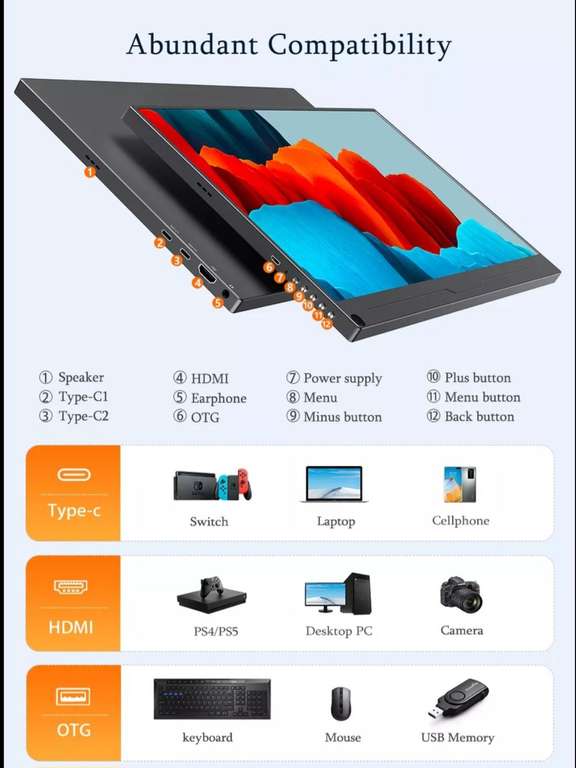 Портативный монитор FHD HDR Uperfect 15,6''