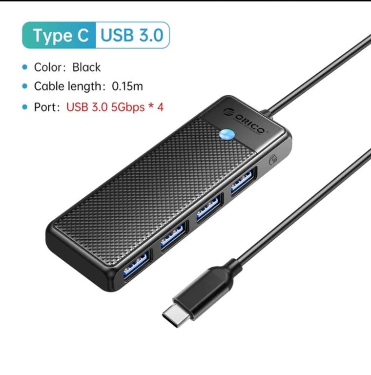 USB HUB Orico 4 порта USB-C to USB-A 3.0 (цена с купоном)