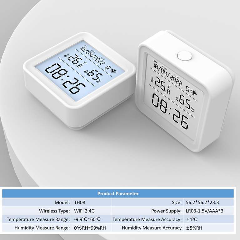Умный датчик температуры и влажности Tuya Wi-Fi TH08
