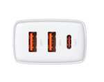 Зарядное устройство Baseus на 2 USB + Type-C 30W, белый