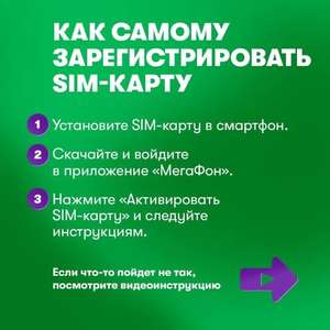 SIM-карта МегаФон с оплаченным тарифом "Интернет" на 3 мес. Единый тариф по России