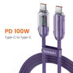 USB кабель с индикатором Toocki Type-C 100Вт 5A
