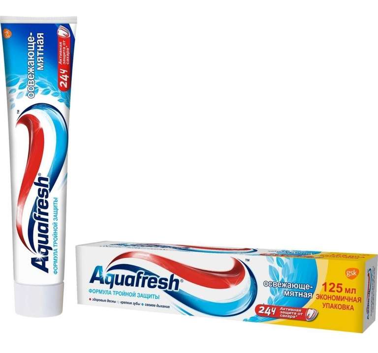 Зубная паста Aquafresh Освежающе-мятная с фтором, 125 мл (по Ozon карте)