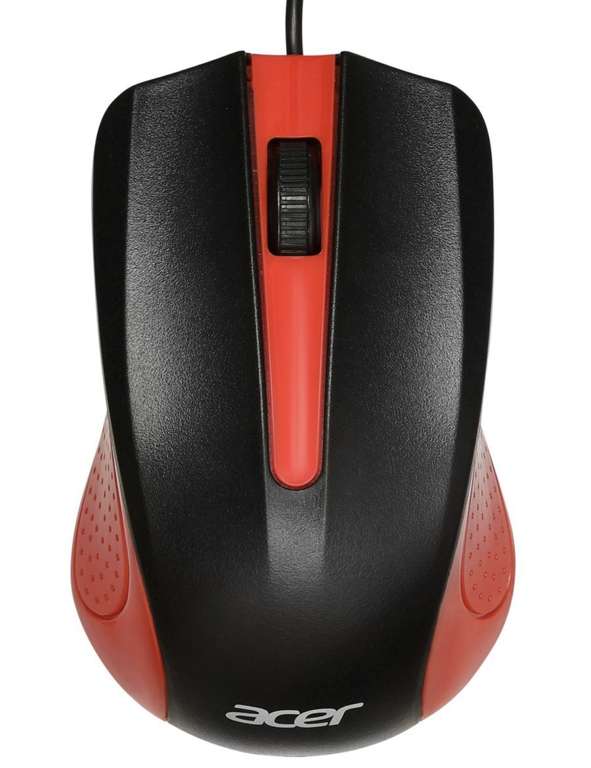 Мышь Acer OMW012, оптическая, проводная, USB, черный и красный