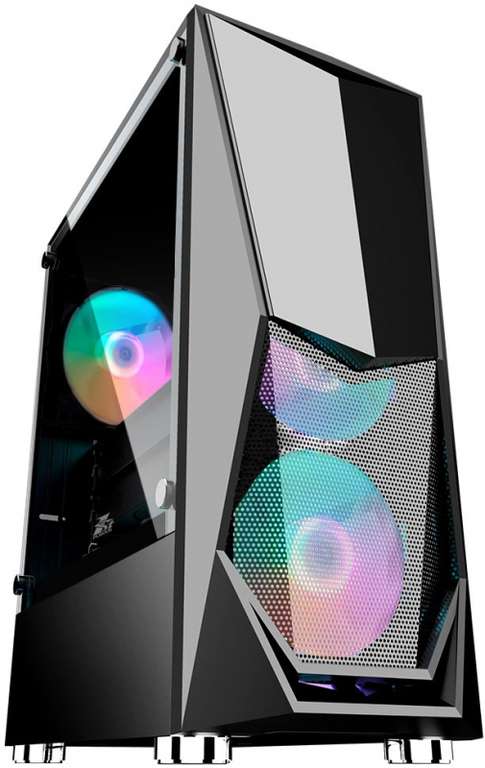 1STPLAYER DK-3 BLACK DK-3-BK-3G6 ПК корпус с тремя РГБ вентиляторами в комплекте