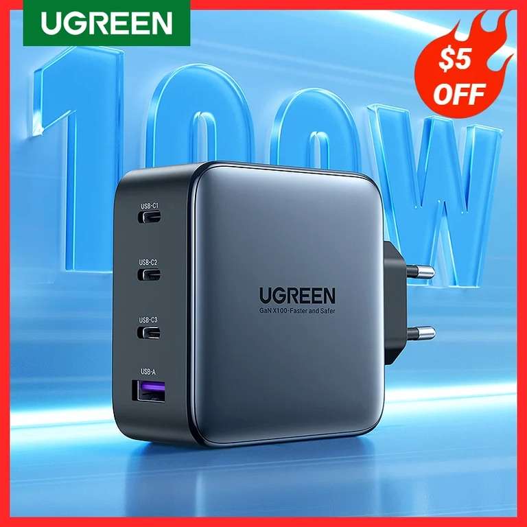 Зарядное устройство UGREEN USB Type-C GAN 100W