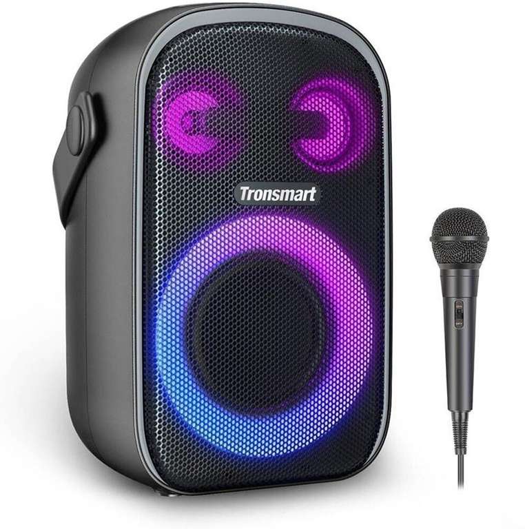 Беспроводная акустика Tronsmart Halo 110 с караоке микрофоном (60 Вт, IPX6, USB Type-C, Bluetooth 5.3, подсветка, до 18 часов работы)