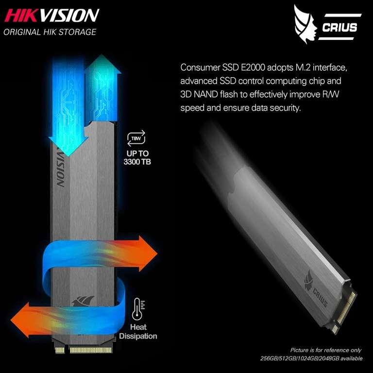 PCIE 3.0 Внутренний SSD Hikvision E2000, 2 Тб