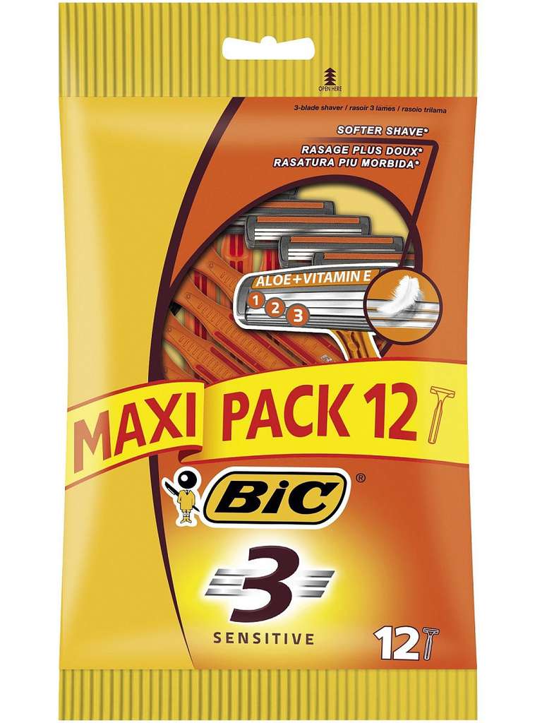 Бритва мужская одноразовая BIC 3 лезвия 12 шт.