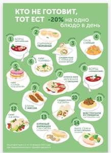 Скидка 20% по акции "Блюдо дня"