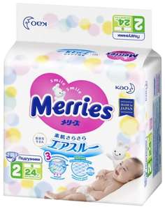 Подгузники Merries (Меррис) р.S 4-8 кг 24 шт.