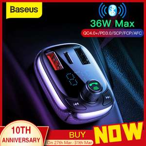 Автозарядка Baseus 36W с FM-трансмиттером и QC4.0