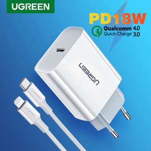 Быстрая зарядка Ugreen QC 4,0, QC3,0 PD 18 Вт